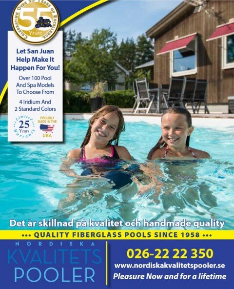 San Juan glasfiberpooler katalog 2016, San Juan fiberglass pools 2016 svenska, swedish katalogue, Svensk katalog på glasfiberpooler